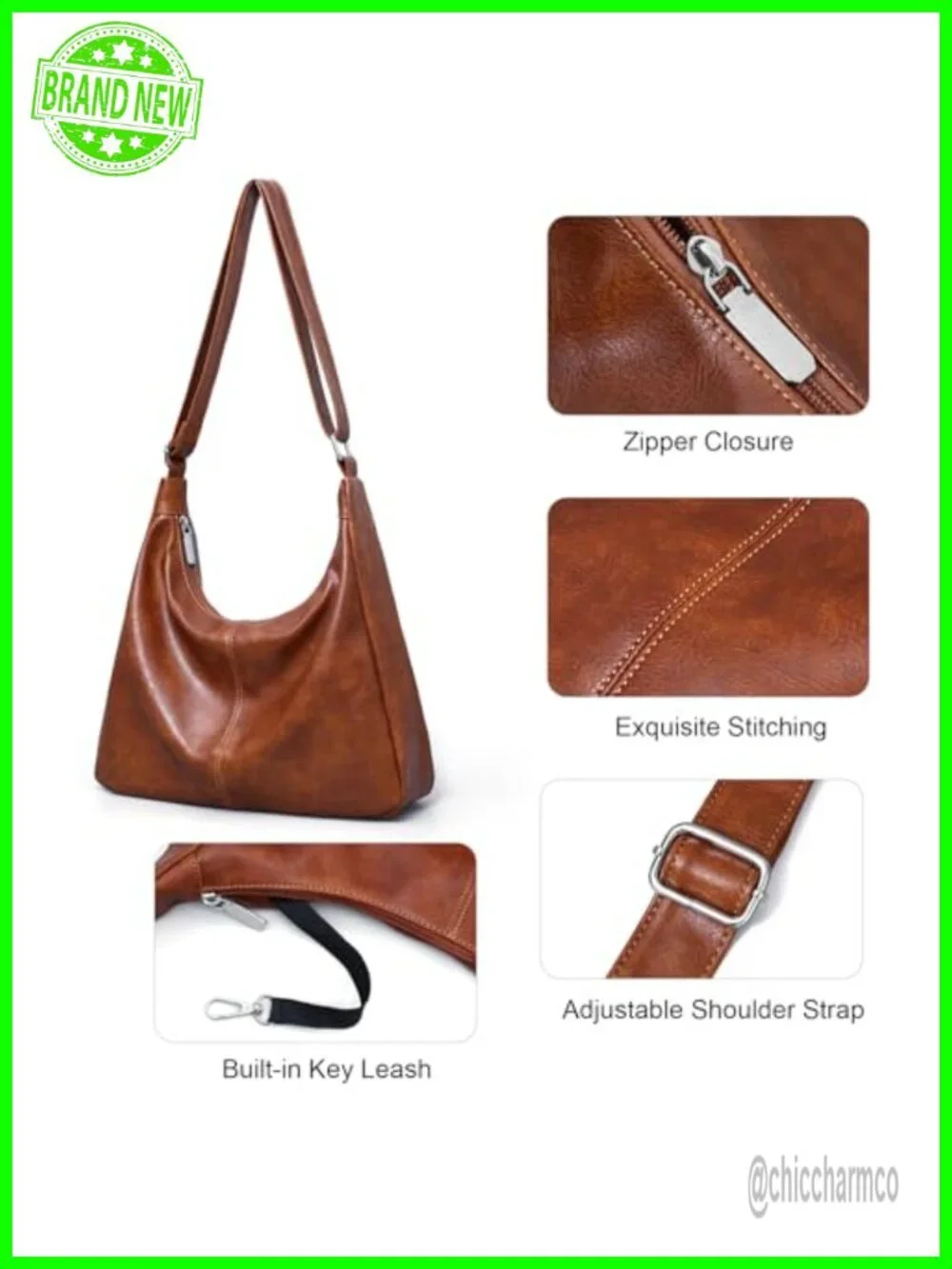 Vegan Leather Hobo Shoulder Bag Slouchy Tote for Women Crossbody Purse